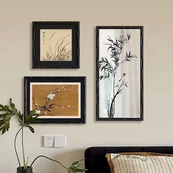 Elegante gerahmte Kunst mit traditioneller botanischer Illustration