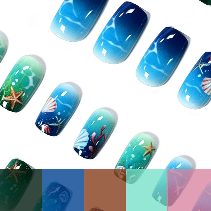 Künstlerisch vom Ozean inspiriertes Nail Art Enhancement Karnz