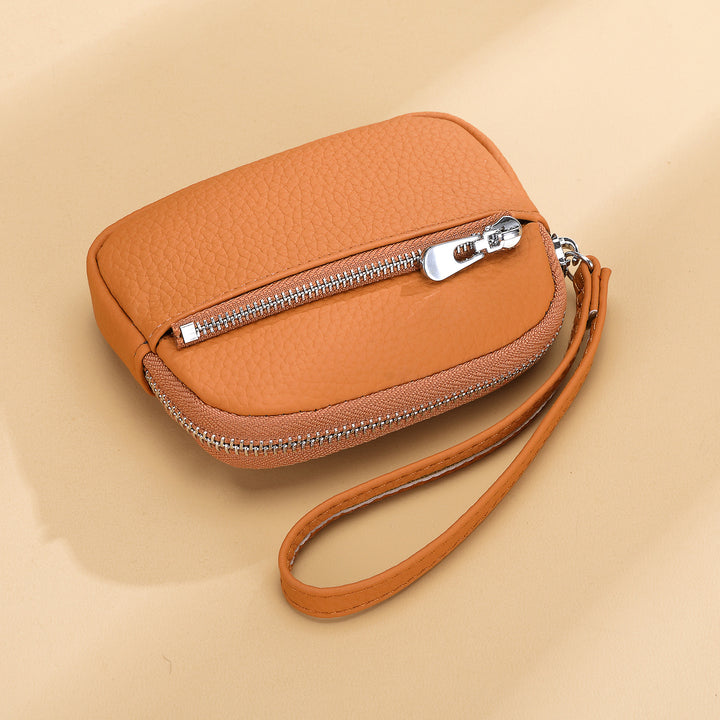 Kompakte Reißverschluss-Leder-Münztasche