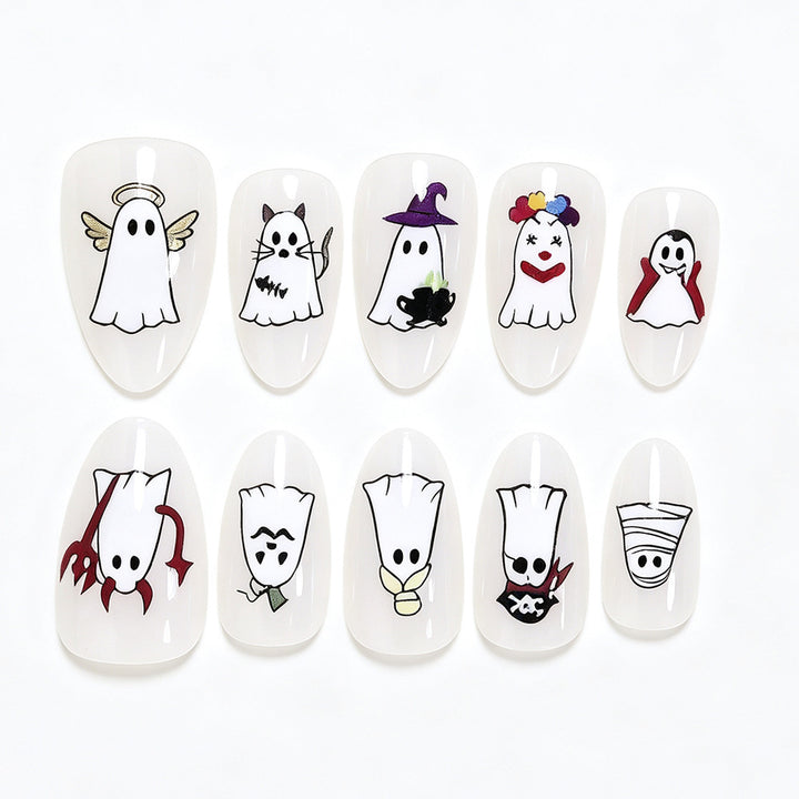 Halloween-Themen Gespensterdesign Press-On Nail Art Set Karnz