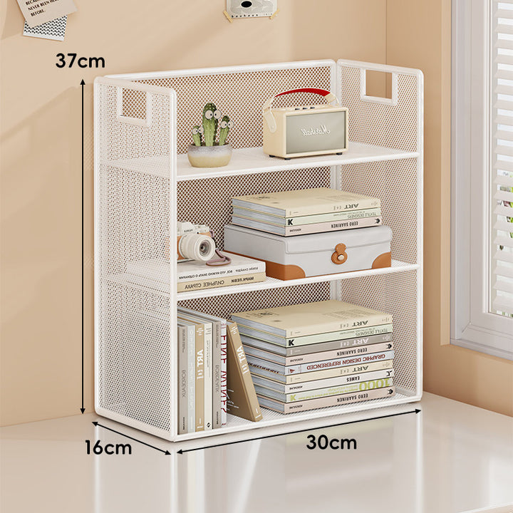 Mesh Stufiger Desktop-Organizer-Regal mit Griffausschnitten