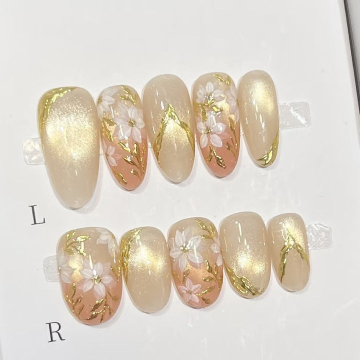 Dekoratives Blumenmuster Press-On Nail Art Set