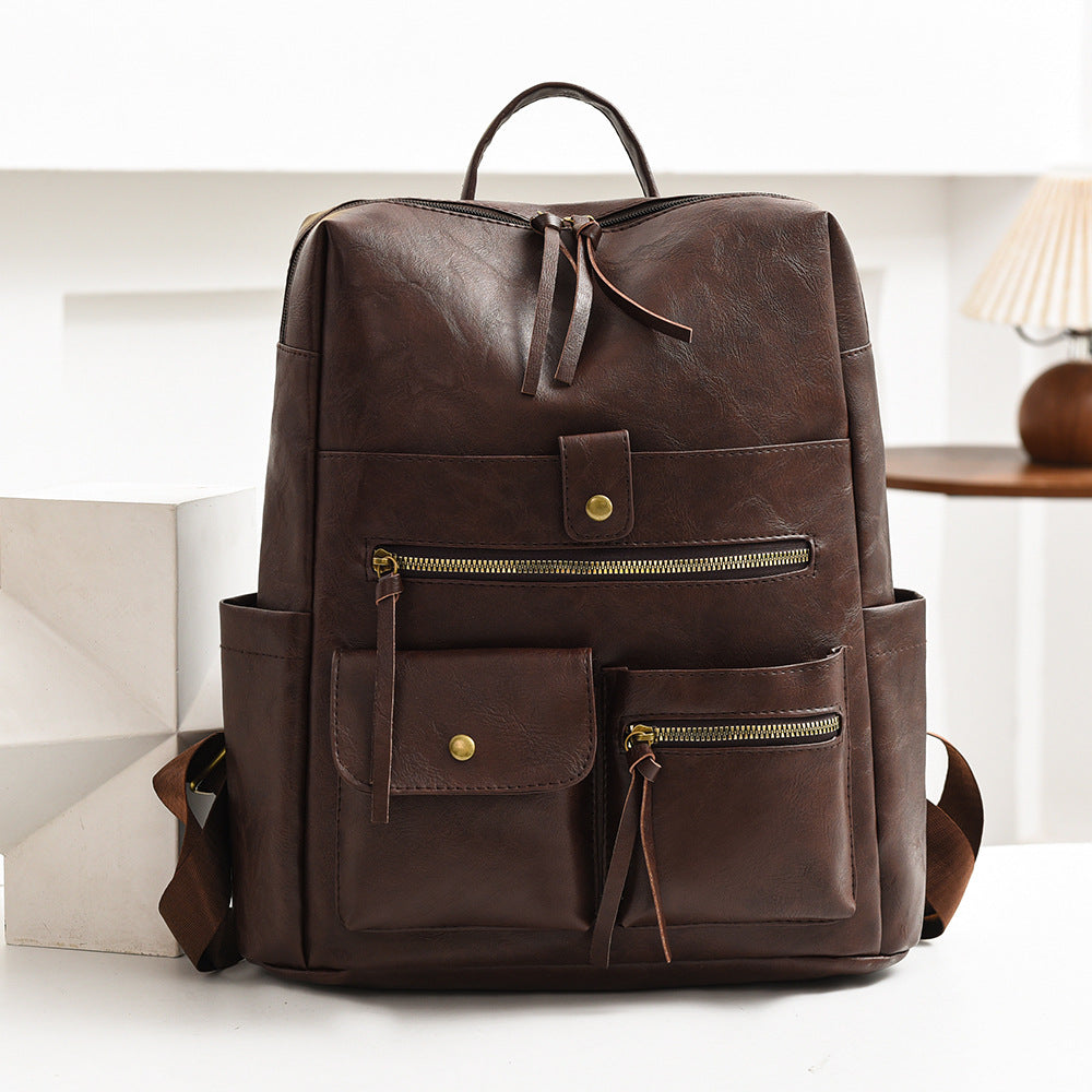 Stilvoller Multi-Taschen Kunstleder Rucksack Karnz