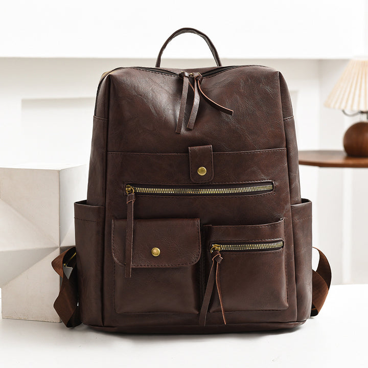 Stilvoller Multi-Taschen Kunstleder Rucksack Karnz