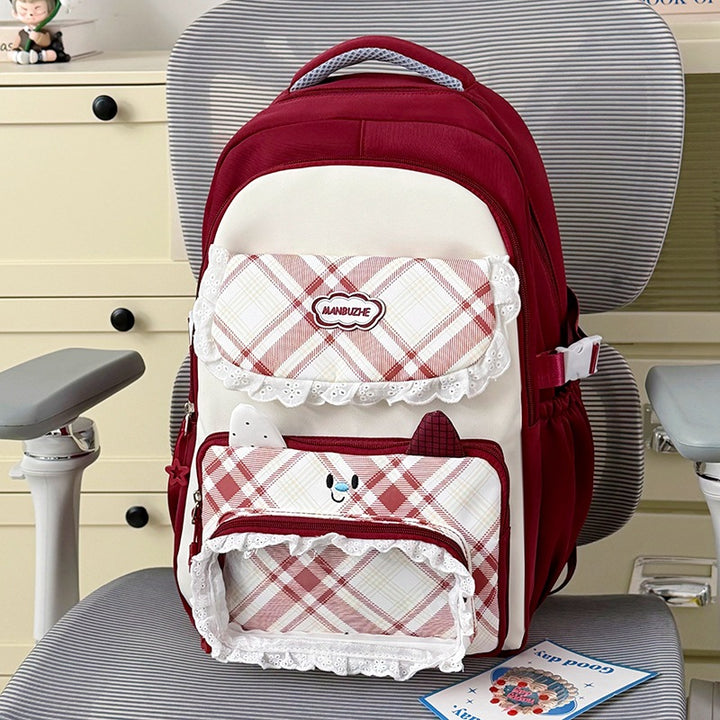 Stylischer Mehrfach-Taschen-Rucksack mit niedlichen dekorativen Akzenten Karnz