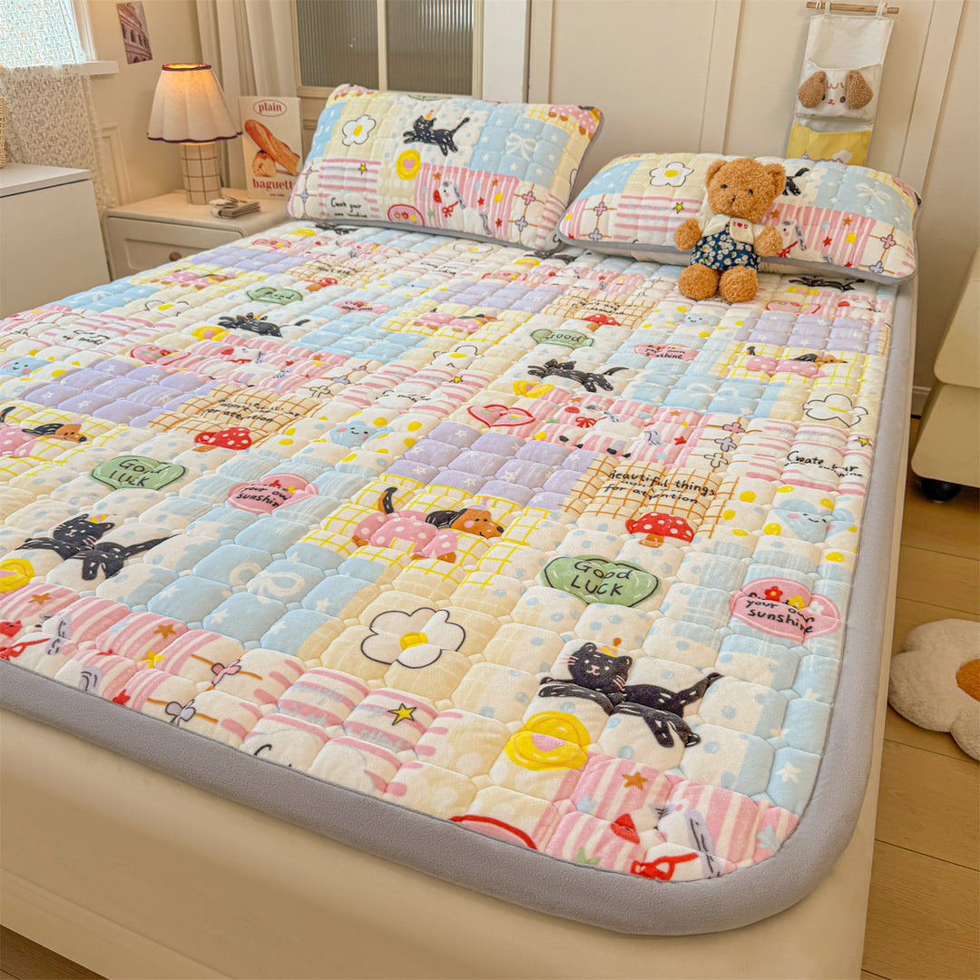 Niedlicher Cartoon Tier Quilted Matratzenauflage