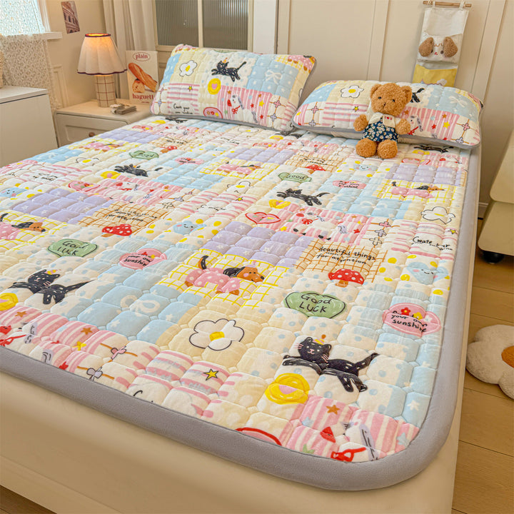 Niedlicher Cartoon Tier Quilted Matratzenauflage