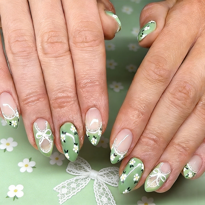 Blumen Spitze Design Press-On Nägel Karnz