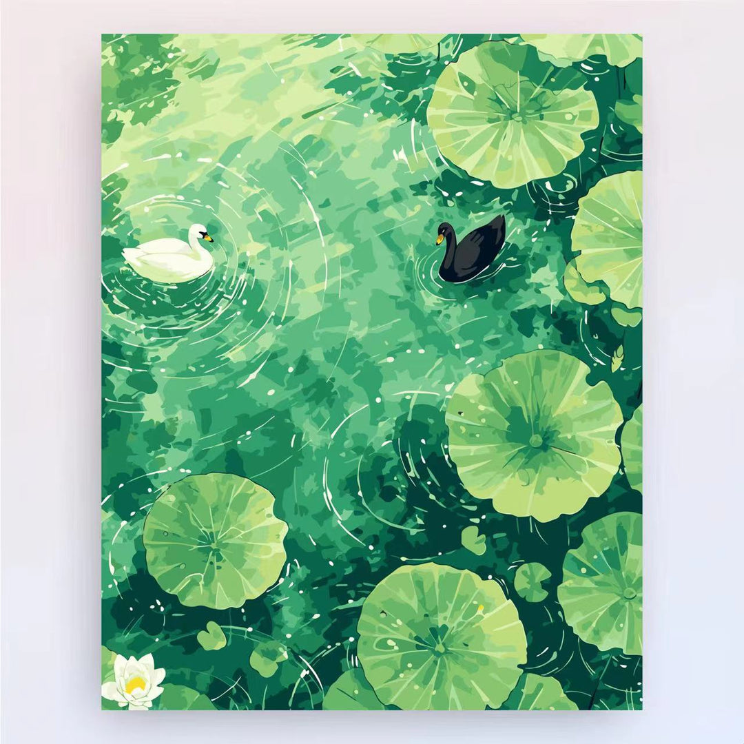 Zeitgenössischer Lotus-Blumen-Canvas-Kunstdruck Karnz