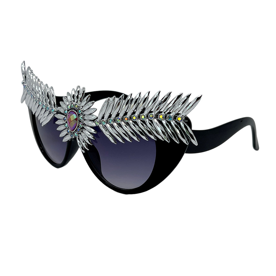 Damen extravagante statement Sonnenbrille mit einzigartigem Schmuckrahmen Karnz