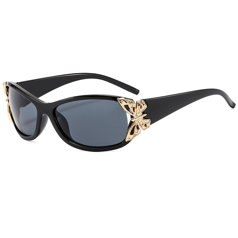 Modebewusste, mit Schmetterlingen verzierte Sonnenbrille Karnz