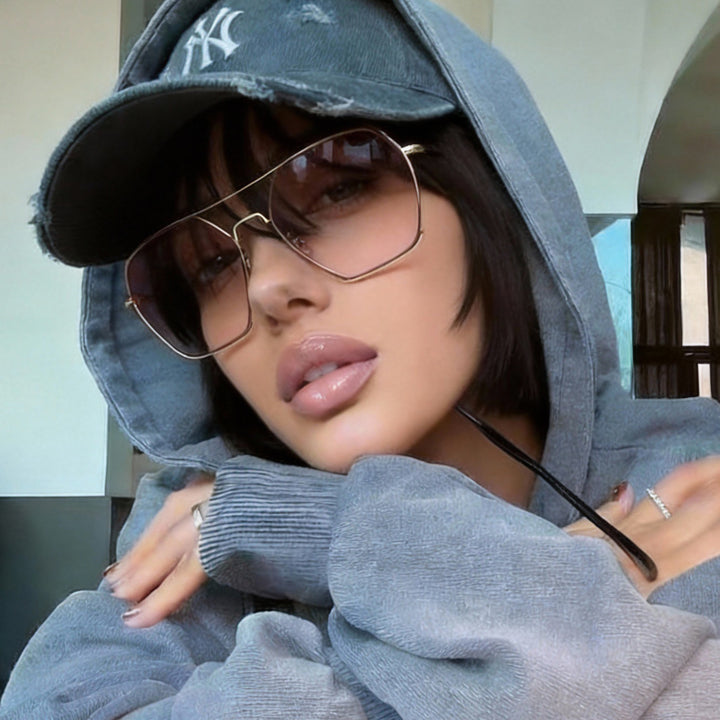 Damen oversized fashion Sonnenbrille mit elegantem Metallrahmen Karnz