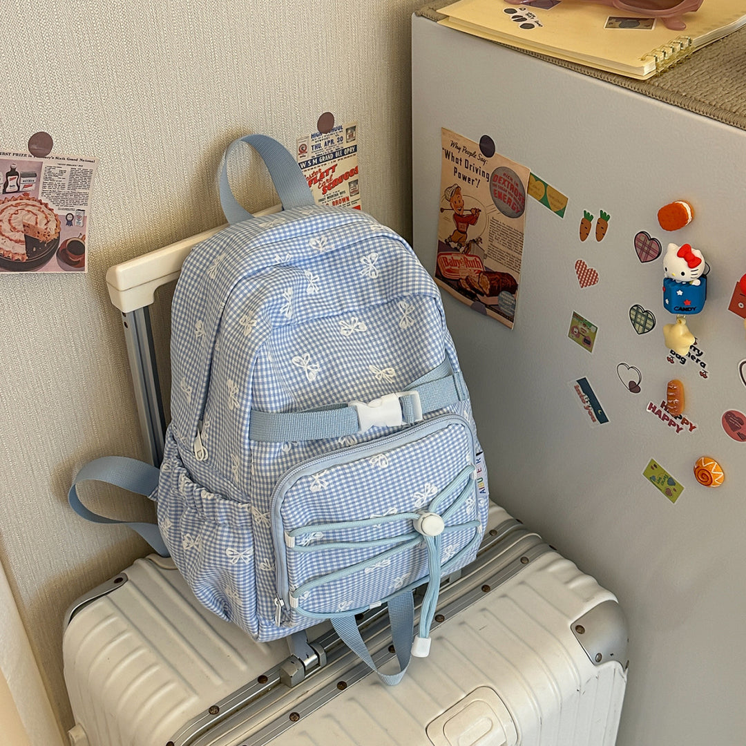 Verspielter Gingham Druck Tagesrucksack