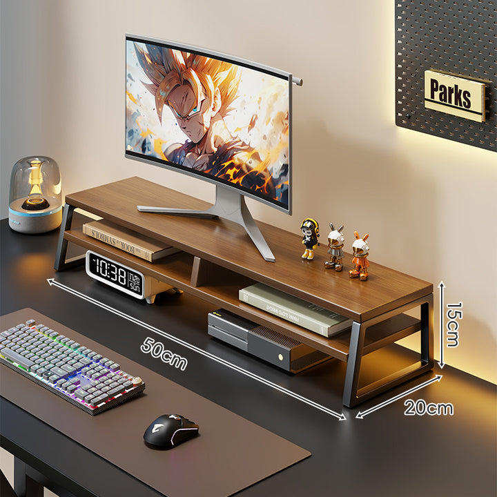 Holz-Monitorständer mit Metallrahmen Erhöhte Desktop-Regal