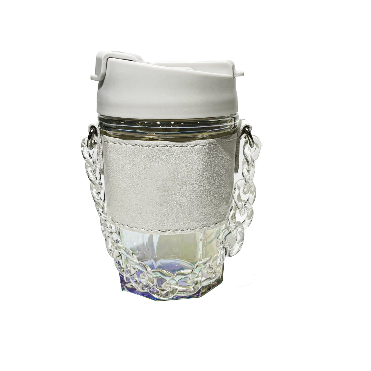 Damen trendiger Glasbecher mit Ketten-Tragegurt Karnz