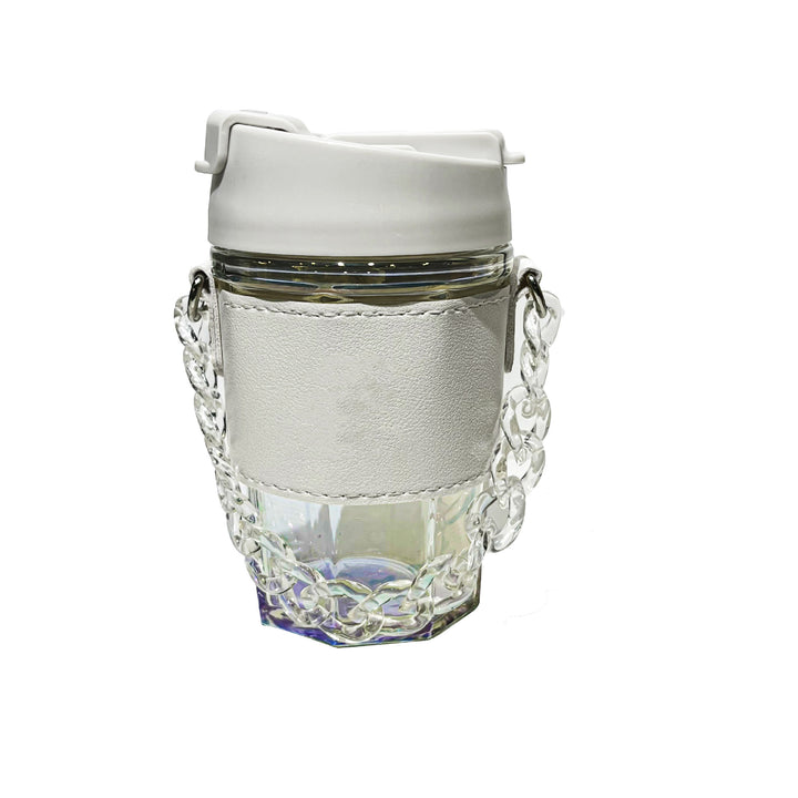 Damen trendiger Glasbecher mit Ketten-Tragegurt Karnz