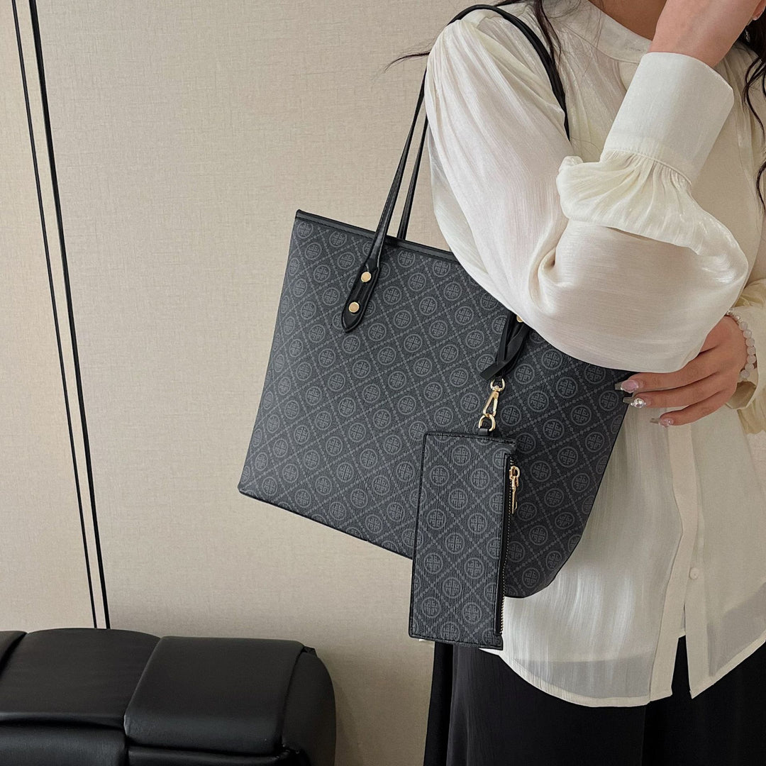 Geometrisch gemustertes Tote Bag mit abnehmbarem Reißverschlussetui