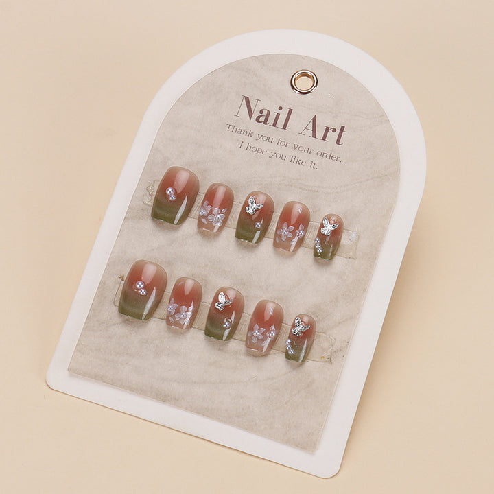 Floral Butterfly Press-On Nagelkunst Karnz