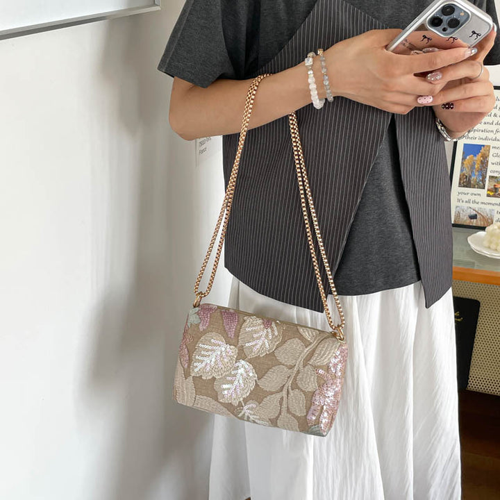 Florale Pailetten Clutch Tasche