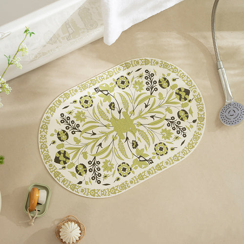 Ovales Tischset aus abwischbarem Baumwoll‑Leinen‑Mix mit detailreichem Blumenprint