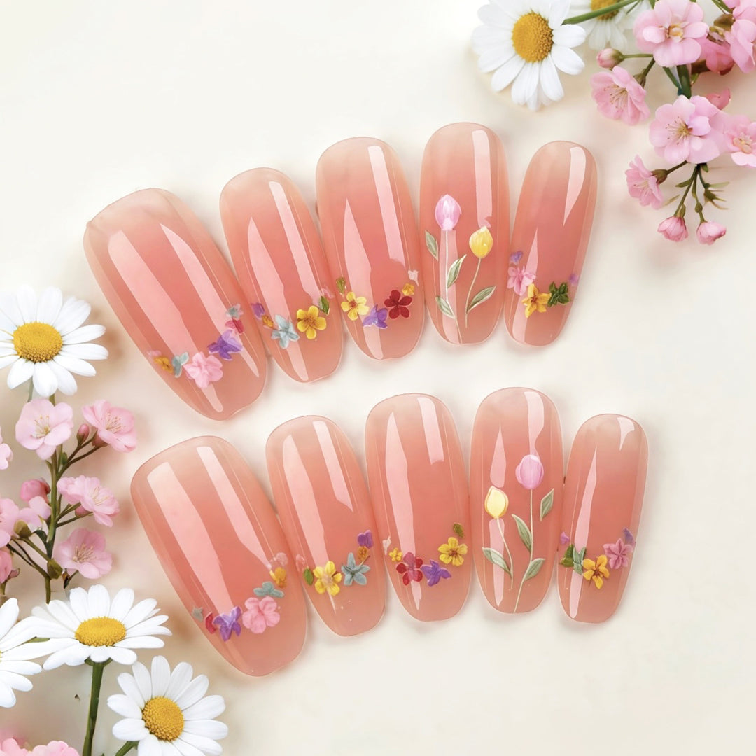 Blumen-Design Press-On Nagelkunst Set