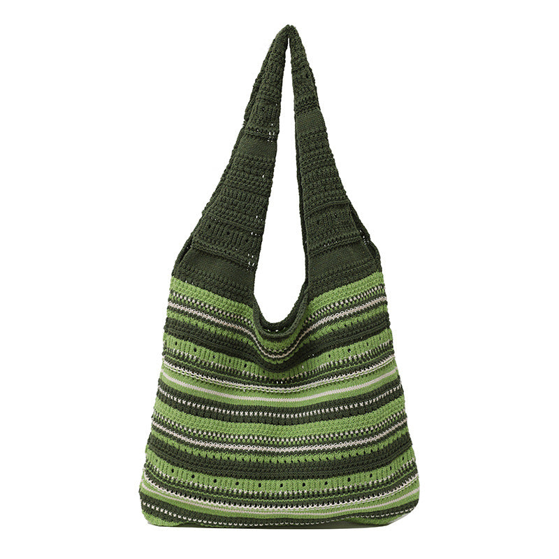 Bohemian Gestreifter Häkel Tote Bag