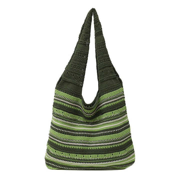 Bohemian Gestreifter Häkel Tote Bag