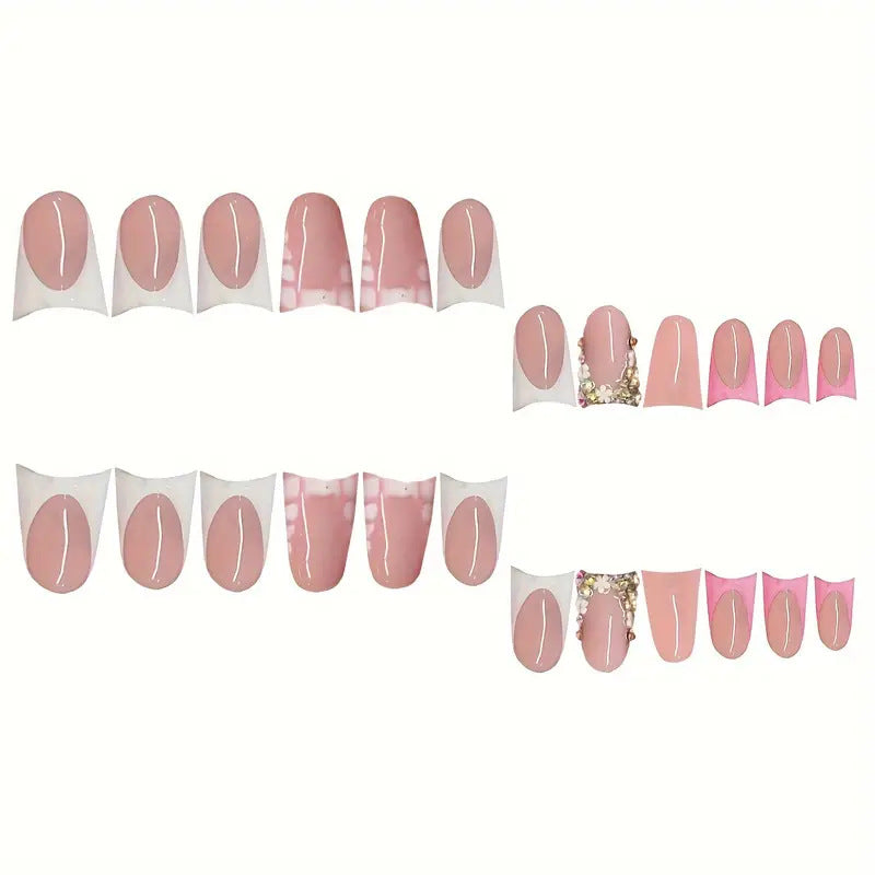 Glamorous 3D Crystal-Akzent Presse-auf Nagel Set Karnz