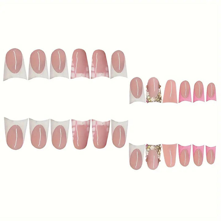 Glamorous 3D Crystal-Akzent Presse-auf Nagel Set Karnz