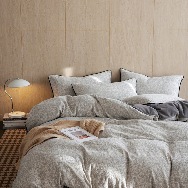 Luxus gebürstetes Baumwoll-Bettwäsche-Set mit Kontrastpaspel