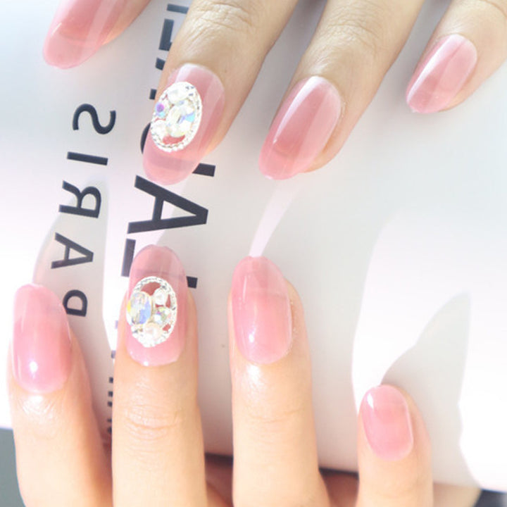 Elegantes Press-On-Nagelkunst-Set mit Strassakzenten