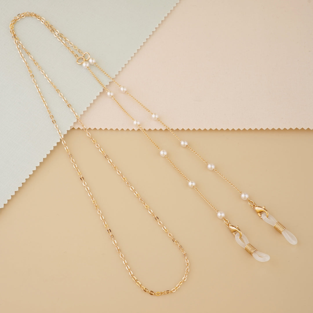 Elegante mit Perlen akzentuierte Brillenkette Karnz