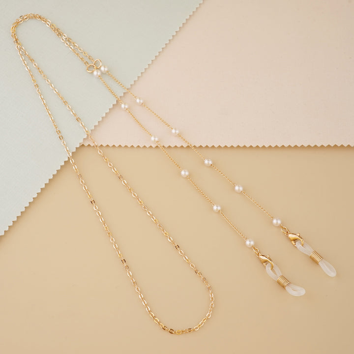 Elegante mit Perlen akzentuierte Brillenkette Karnz