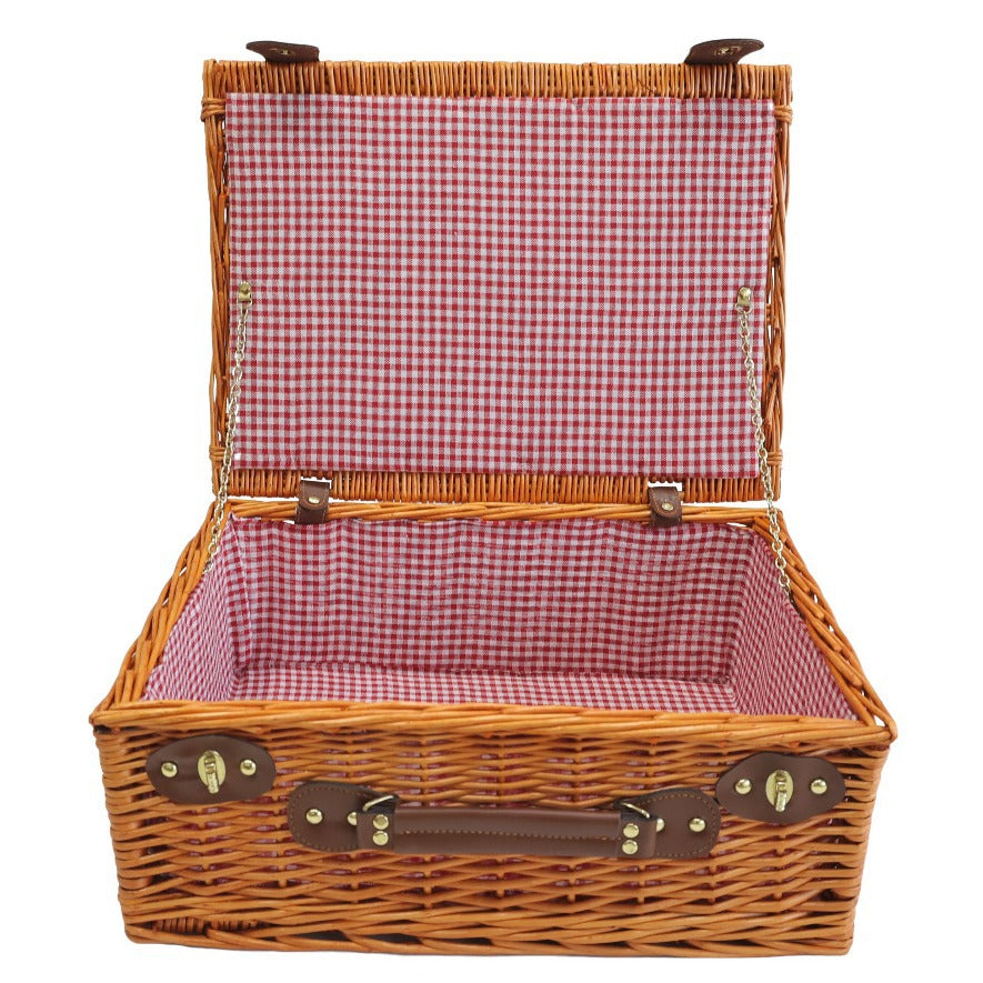 Damen Picknickkorb mit herausnehmbaren Fächern und stilvollem Karostoff Karnz