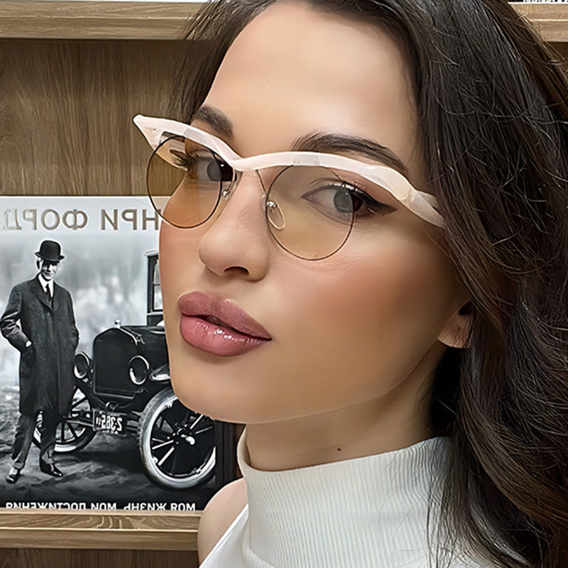 Damen futuristische Sonnenbrille mit geschwungenem Rahmen und polarisierenden Gläsern Karnz