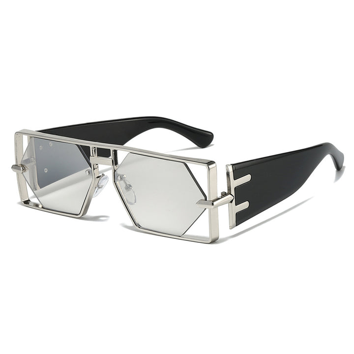 Geometrische Shield-Sonnenbrille mit hochwertigem Metallrahmen Karnz