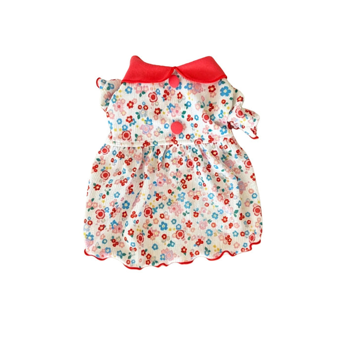 Baby Blumen Ripp Baumwollkleid mit Peter-Pan-Kragen