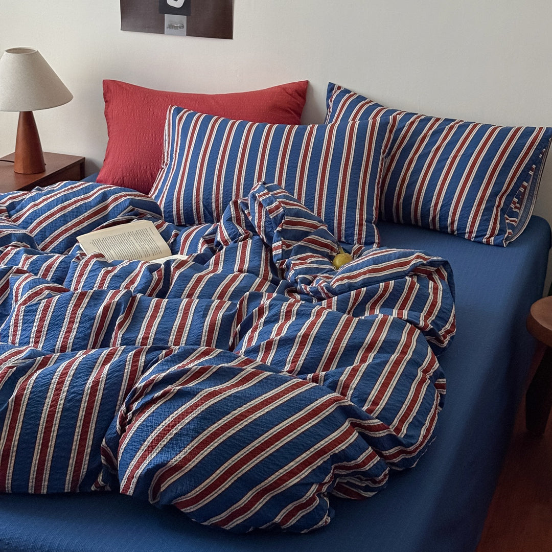 Texturiertes gestreiftes Quilt-Set