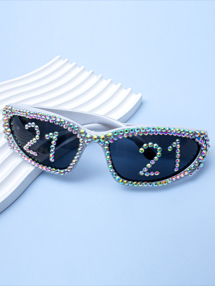 Statement Swarovski-Kristall verzierte Sonnenbrille Karnz