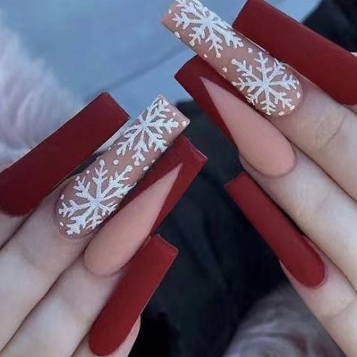 Premium Winter-Themen Press-On Nagelkunst Extensions