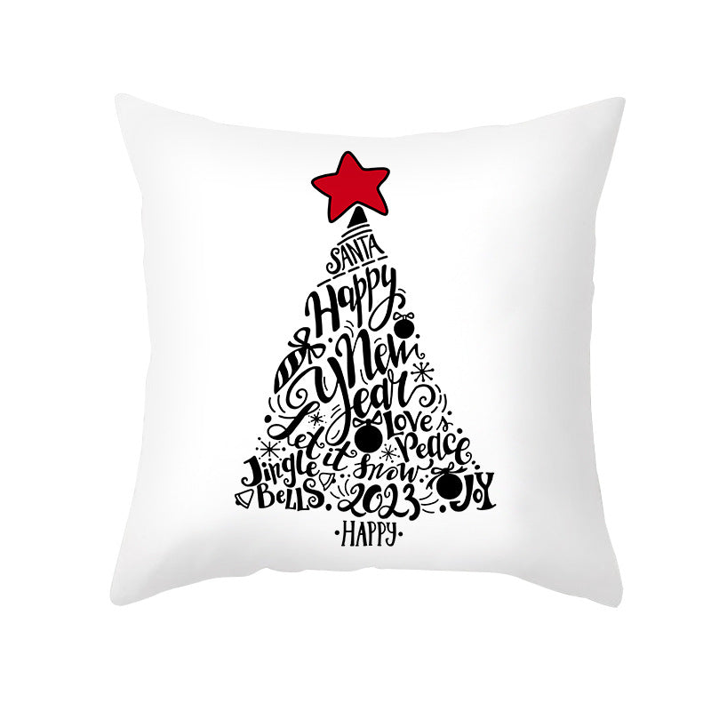 Festliches Weihnachtsbaum-Typografie-Kissenbezug