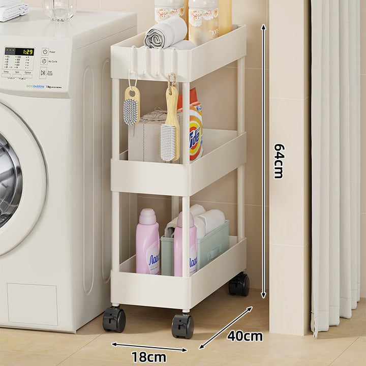 Slim Four-Tier Rolling Laundry und Badezimmer Aufbewahrungswagen mit tiefen Tablettkörben und verriegelbaren Drehrollen