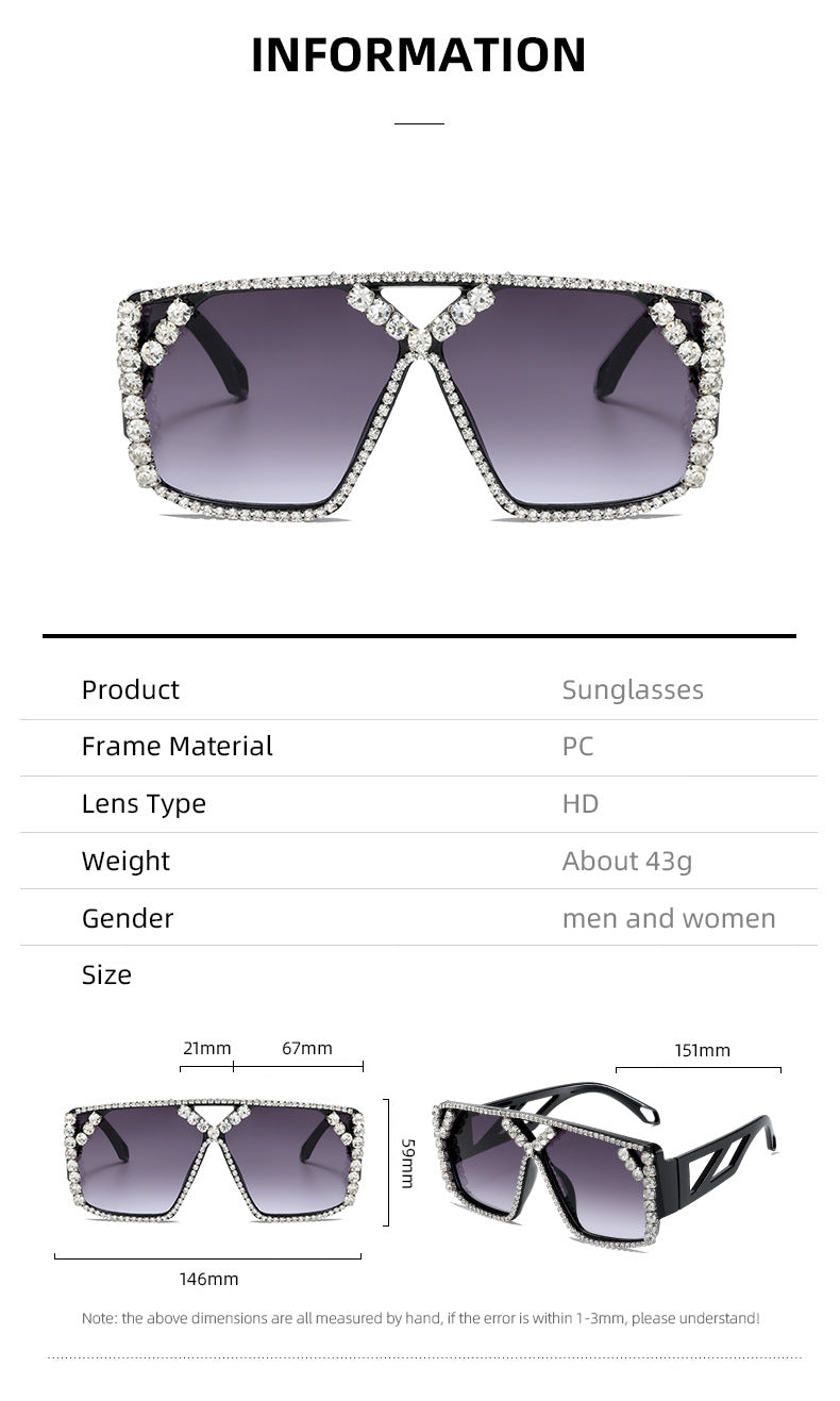 Damen Glamouröse Oversized-Sonnenbrille mit funkelndem Rahmen und UV-Schutz Karnz