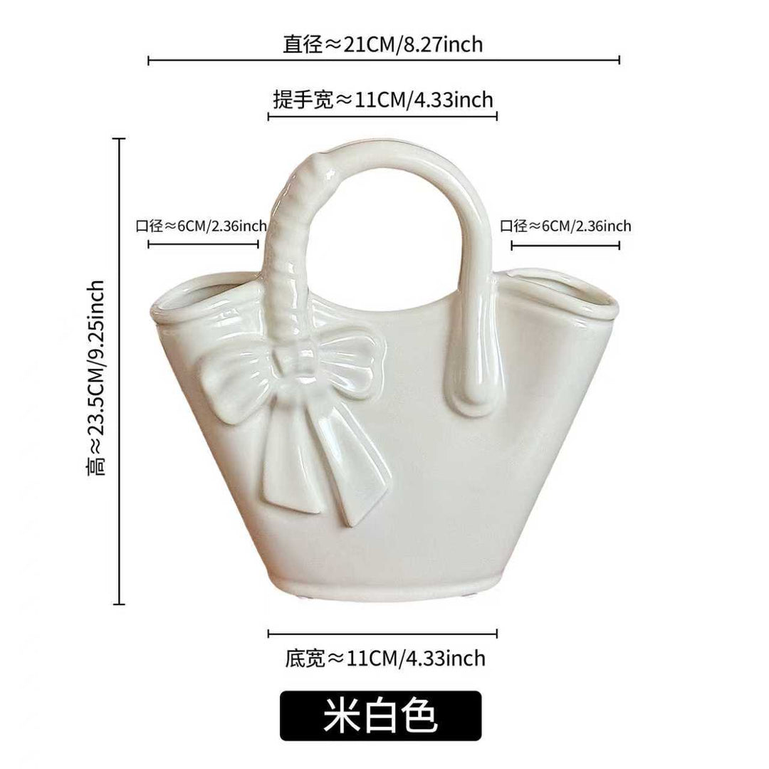 Dekorativer Bogen-Design Keramik Handtaschen Blumentopf