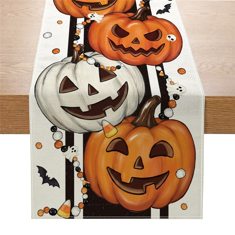 Halloween Jack-o'-Lantern Dekorative Baumwolle Tischläufer