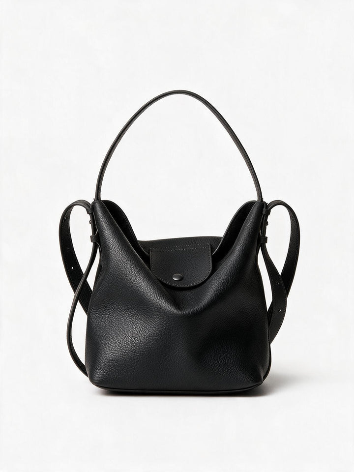 Gepunktetes Leder Schlampige Hobo Bucket Bag mit verstellbarem Riemen