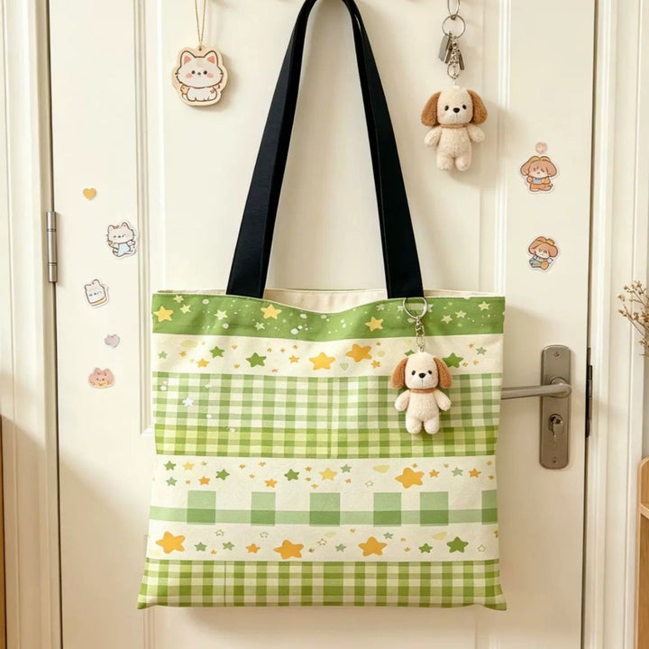 Verspielte Cartoon-Themen Canvas-Shopper-Tasche