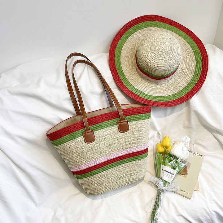 Bunte Strohtasche Strandtasche Karnz