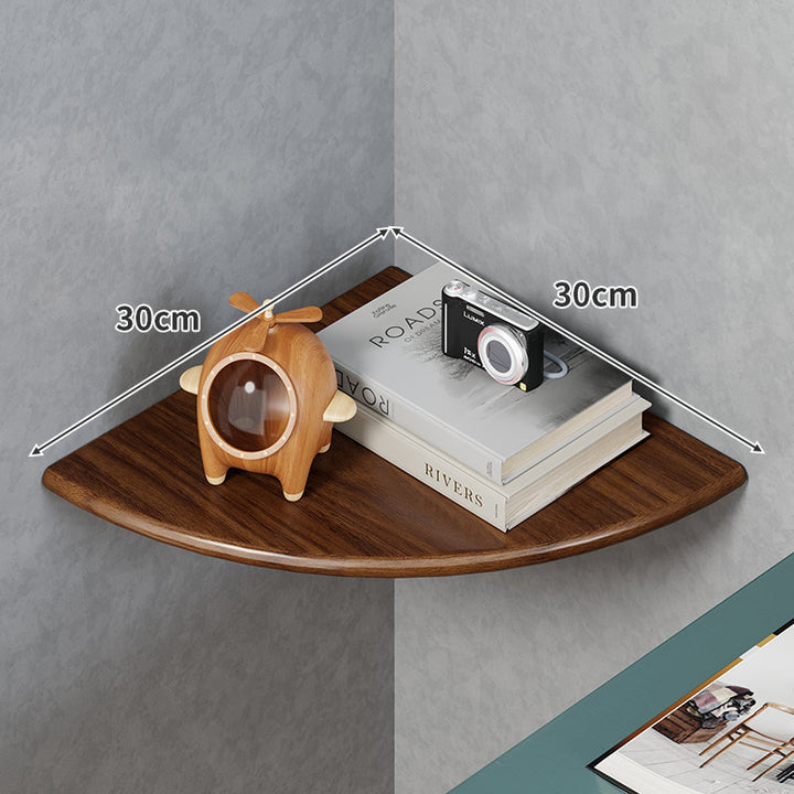 Viertelrunde Schwimmende Eckenregal Massivholz-Optik Wandmontierte Anzeige