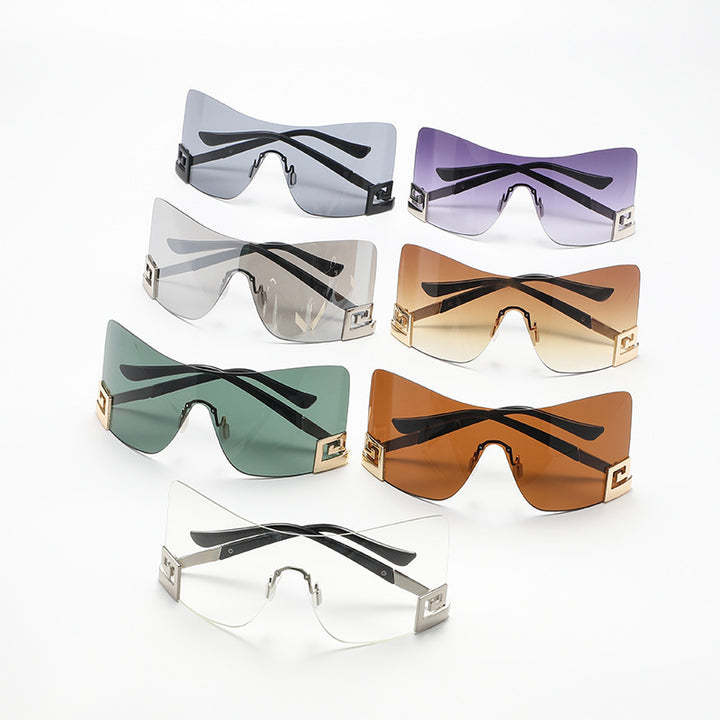 Damen Oversized Shield-Sonnenbrille mit extravagantem Design Karnz